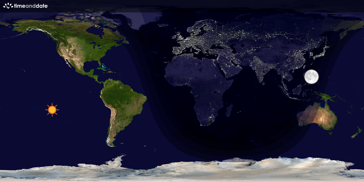 Verdenskart som viser dag og natt 