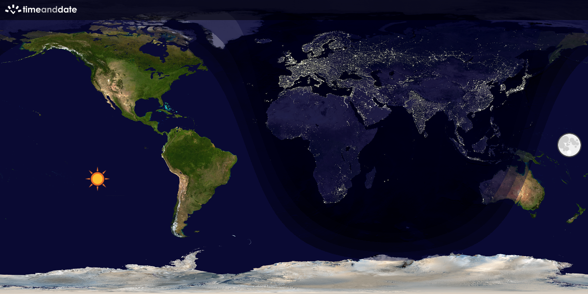 Verdenskart som viser dag og natt 