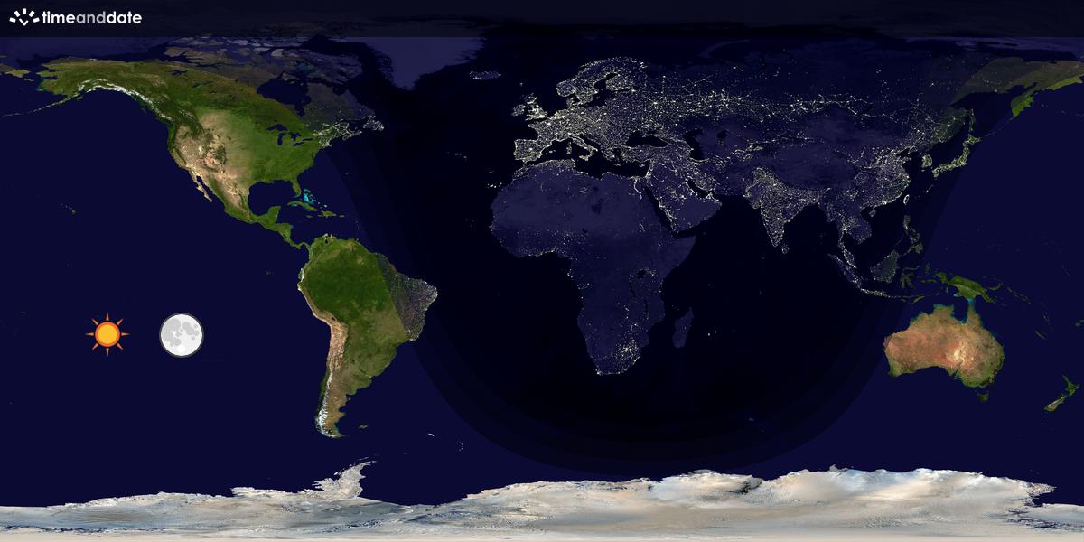 Verdenskart som viser dag og natt 