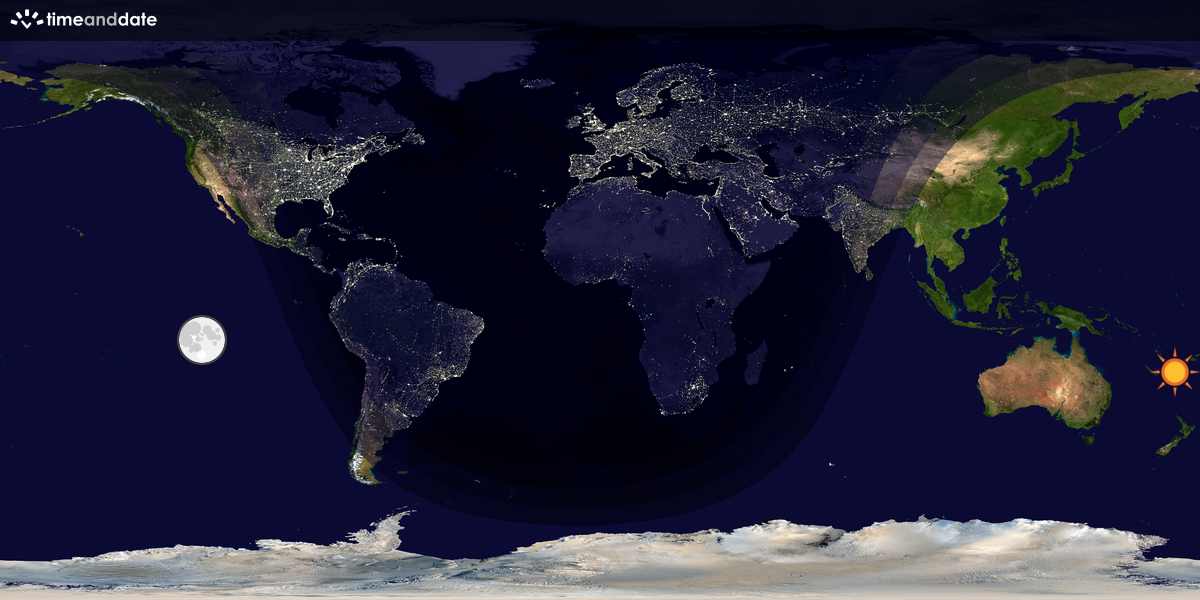 Verdenskart som viser dag og natt 