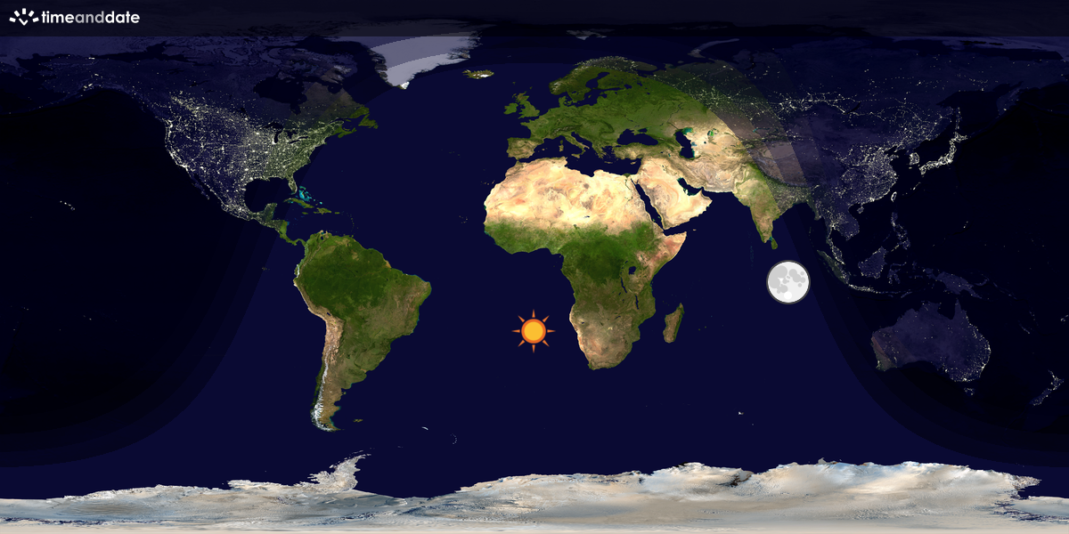 Verdenskart som viser dag og natt 