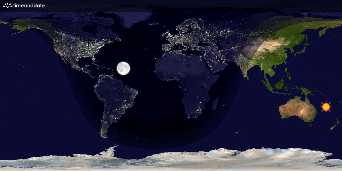 Verdenskart som viser dag og natt 