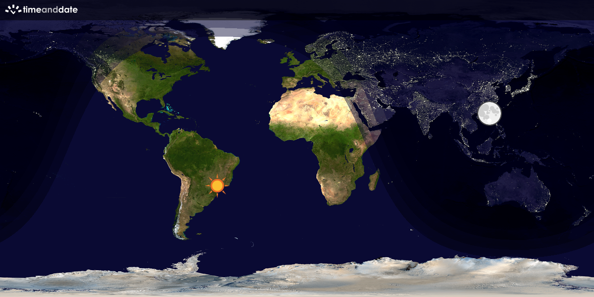 Verdenskart som viser dag og natt 