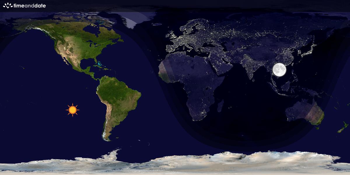 Verdenskart som viser dag og natt 