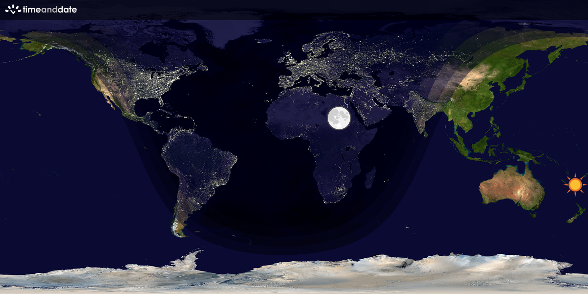 Verdenskart som viser dag og natt 