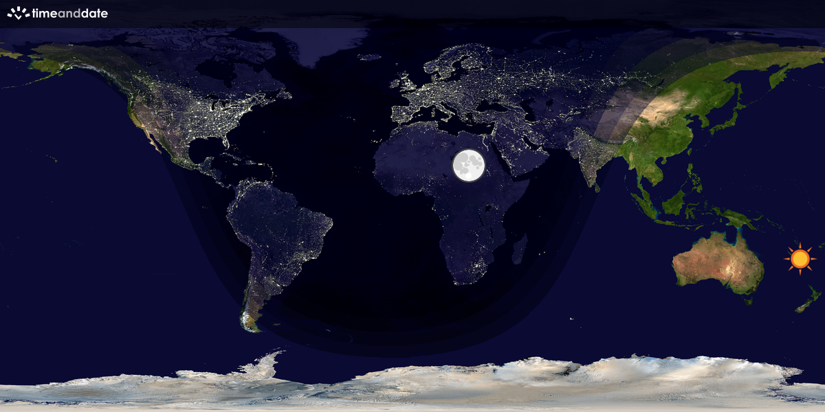 Verdenskart som viser dag og natt 