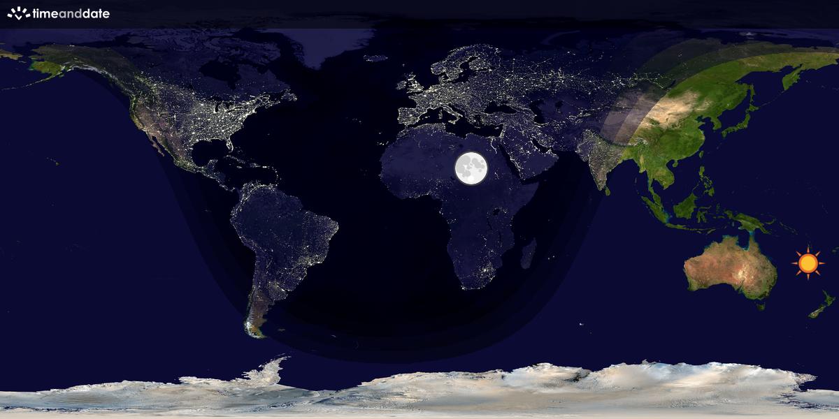 Verdenskart som viser dag og natt 