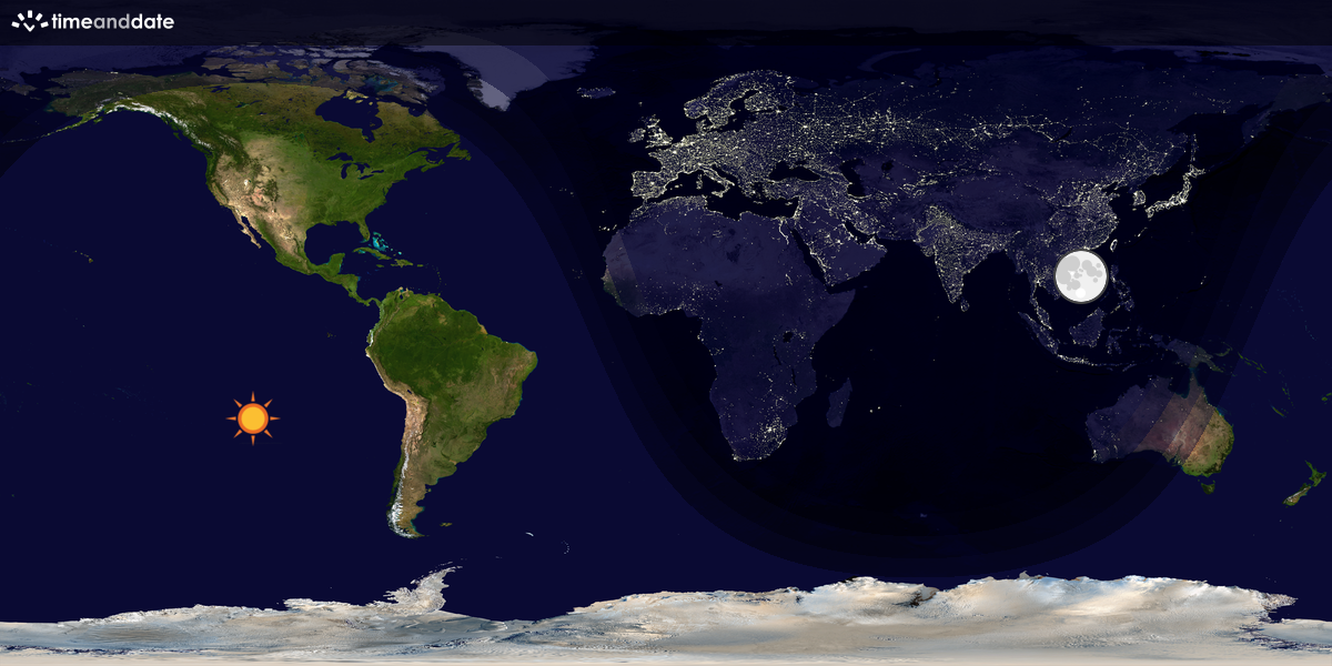 Verdenskart som viser dag og natt 