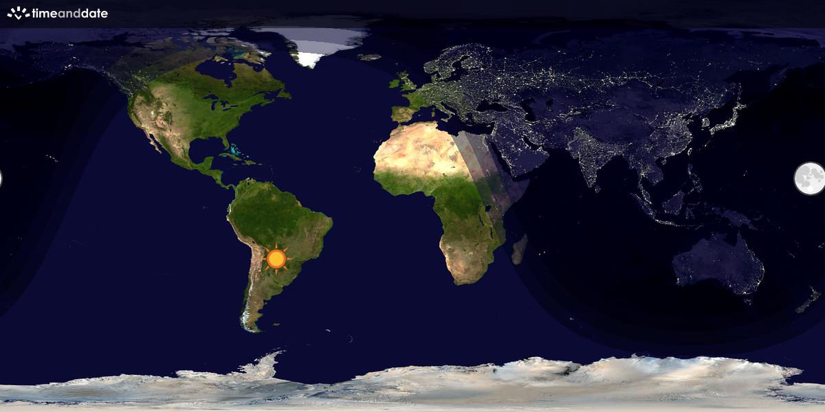 Verdenskart som viser dag og natt 