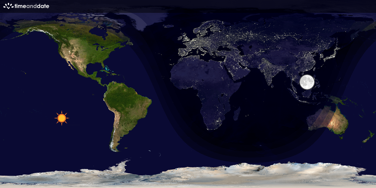 Verdenskart som viser dag og natt 