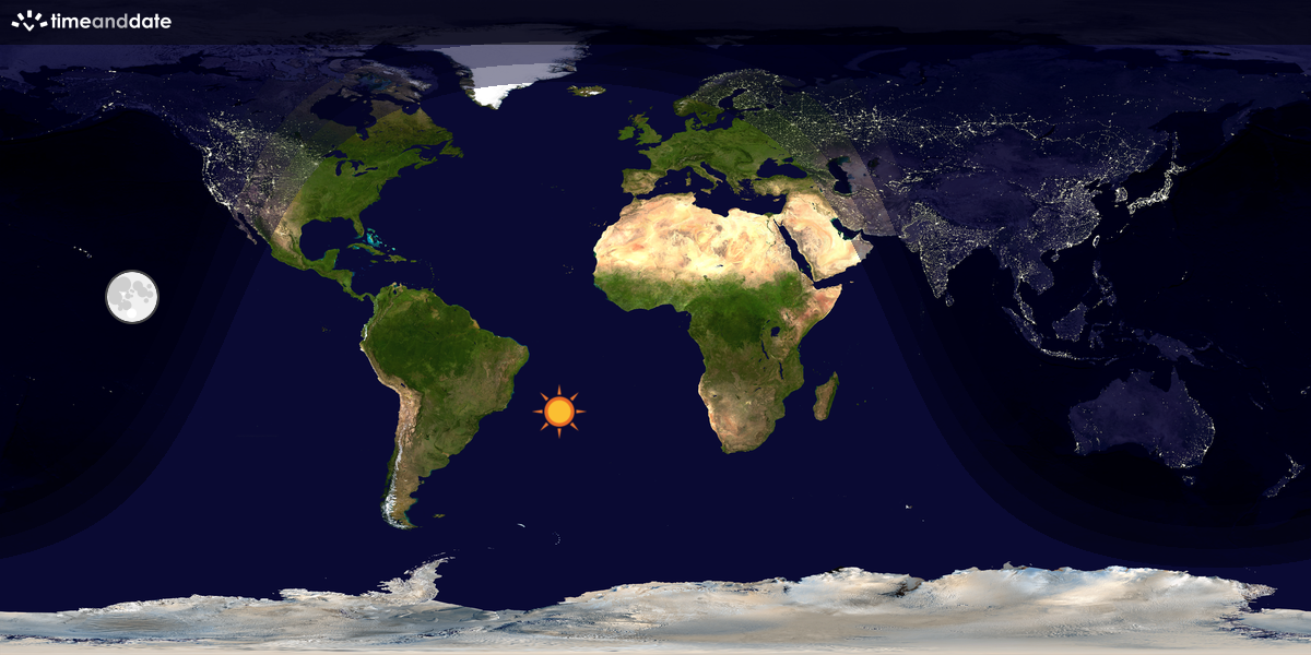 Verdenskart som viser dag og natt 