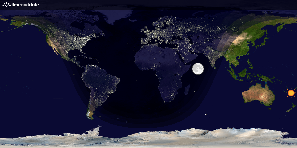 Verdenskart som viser dag og natt 