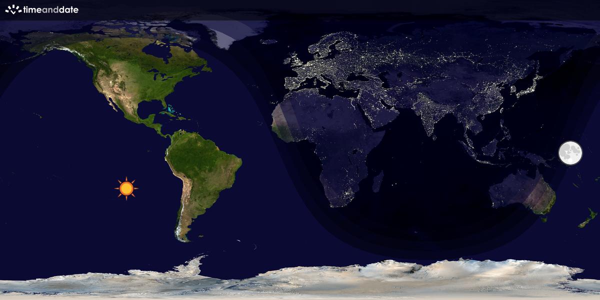 Verdenskart som viser dag og natt 