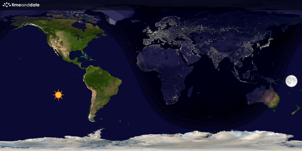 Verdenskart som viser dag og natt 