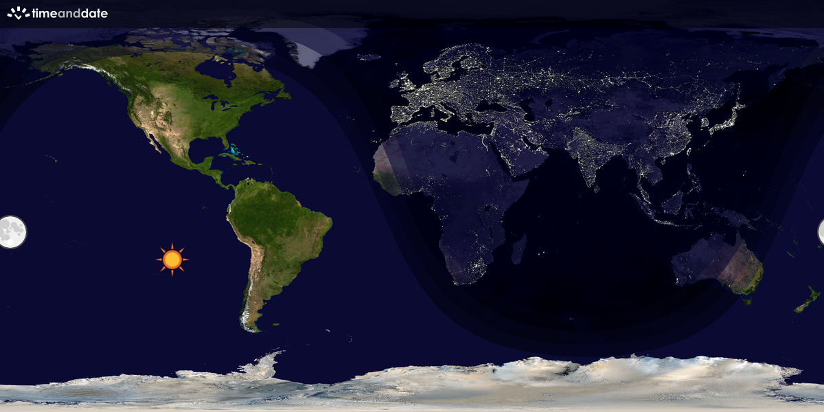 Verdenskart som viser dag og natt 