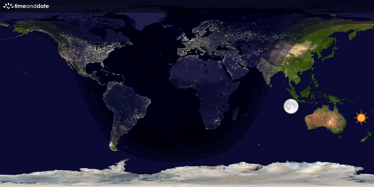 Verdenskart som viser dag og natt 