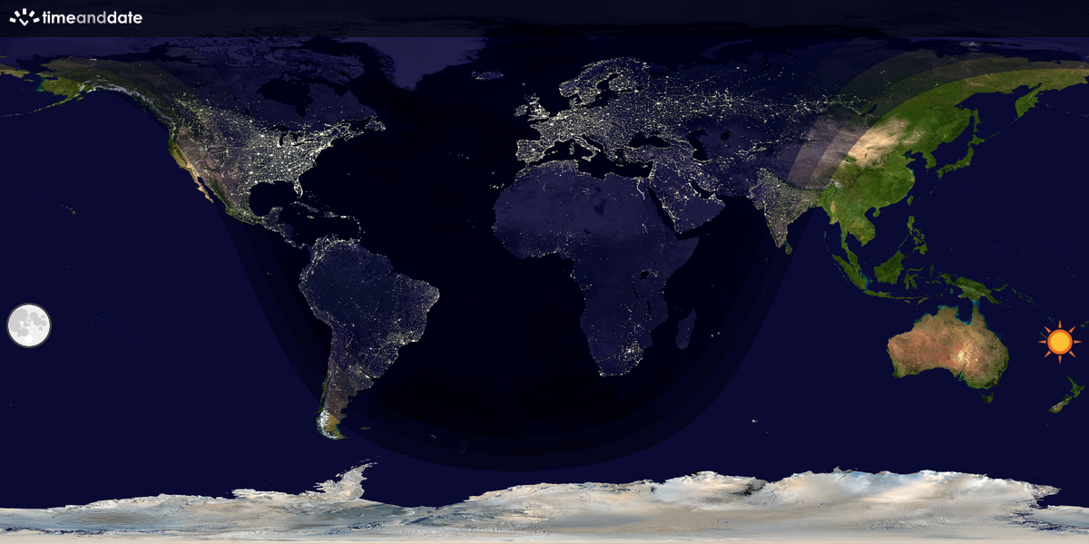 Verdenskart som viser dag og natt 