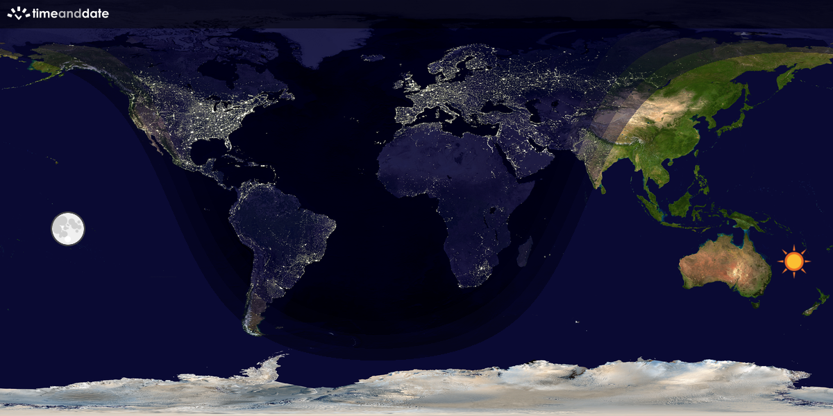 Verdenskart som viser dag og natt 