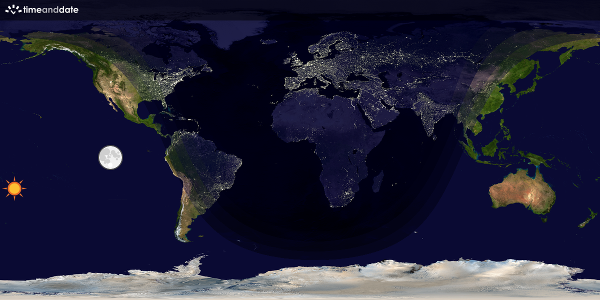Verdenskart som viser dag og natt 