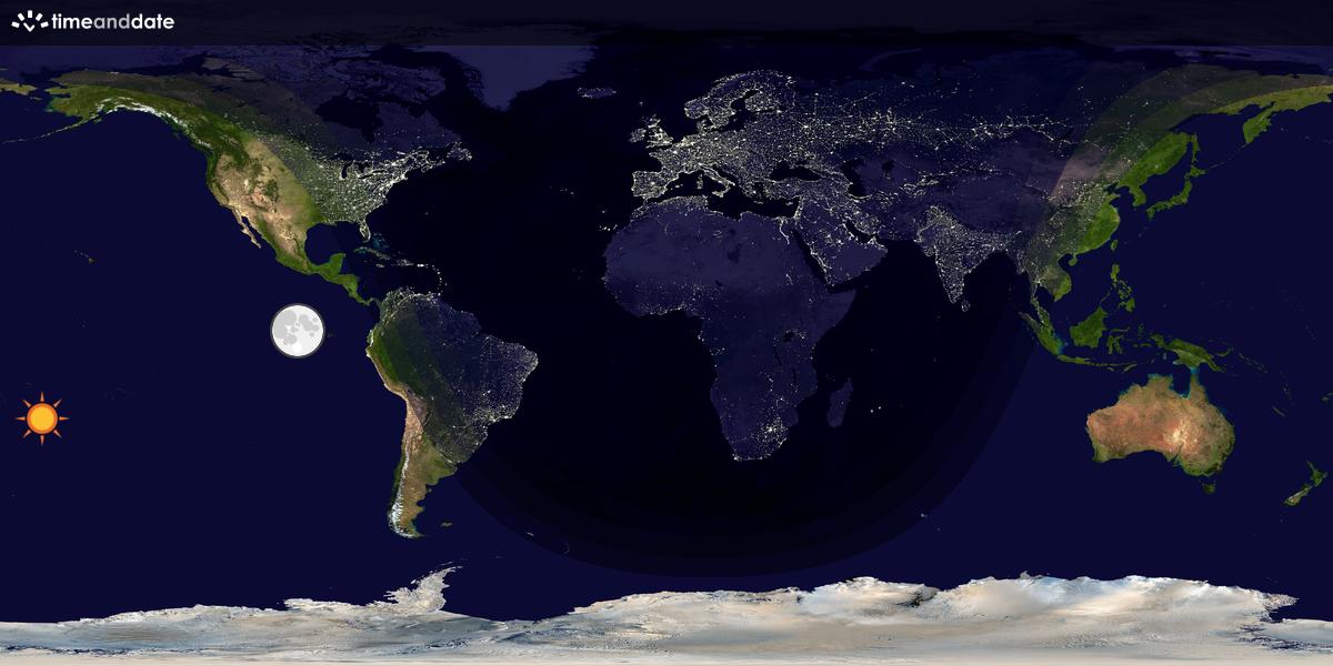 Verdenskart som viser dag og natt 