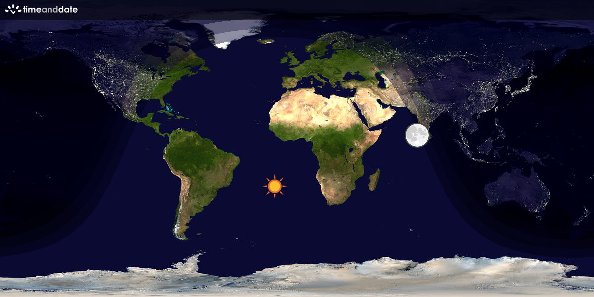 Verdenskart som viser dag og natt 