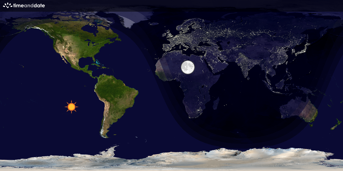 Verdenskart som viser dag og natt 