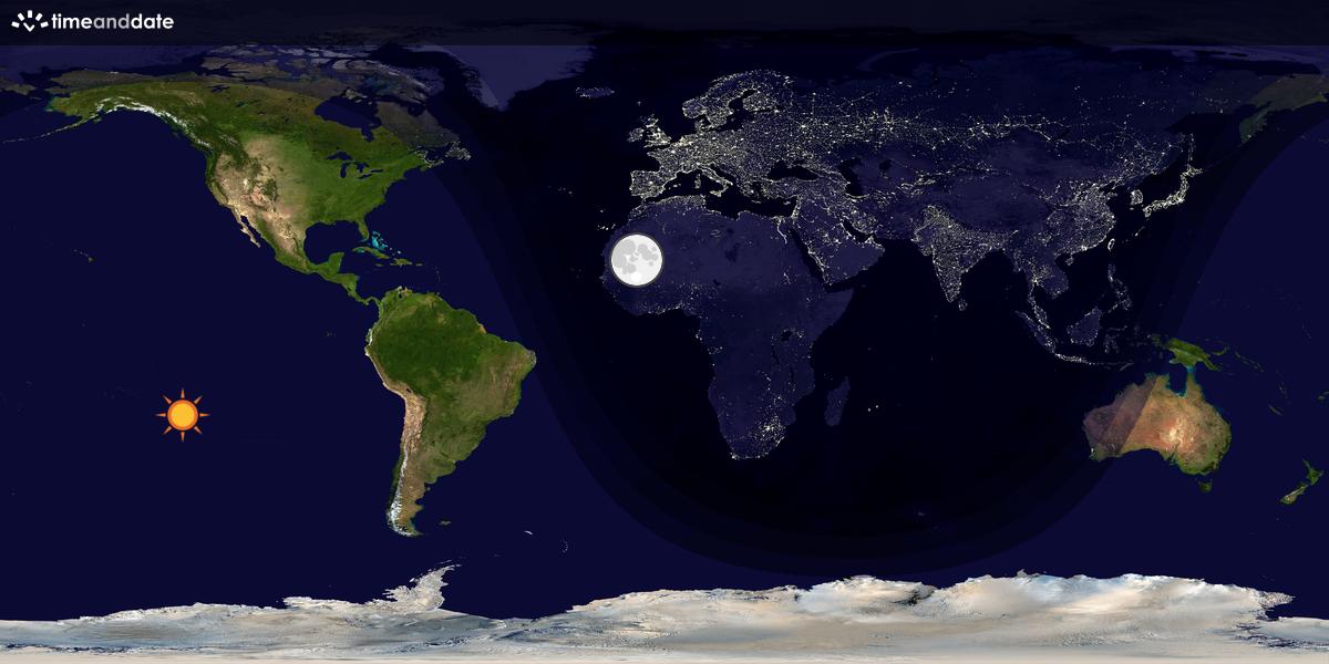 Verdenskart som viser dag og natt 