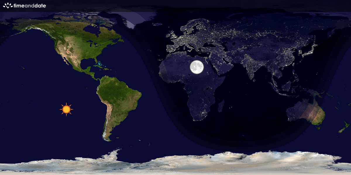 Verdenskart som viser dag og natt 