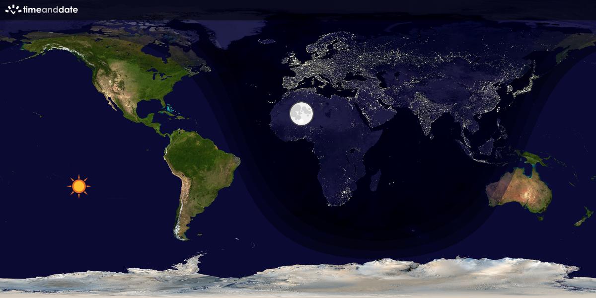 Verdenskart som viser dag og natt 