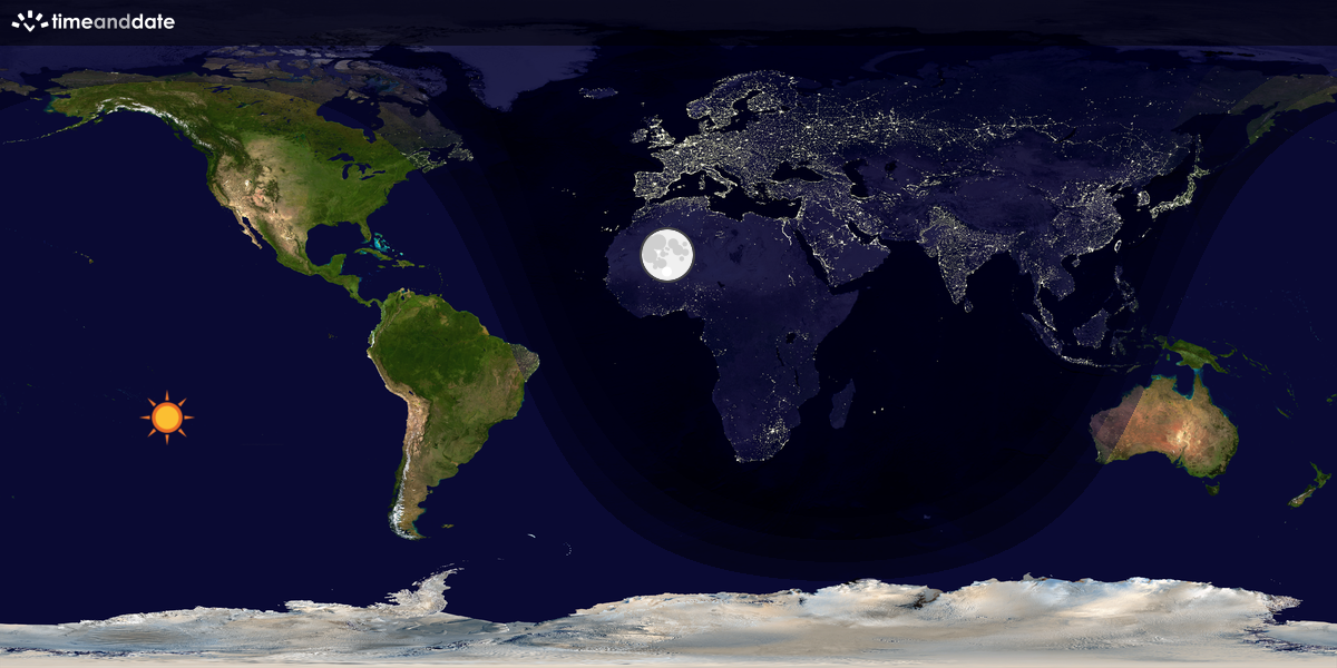 Verdenskart som viser dag og natt 