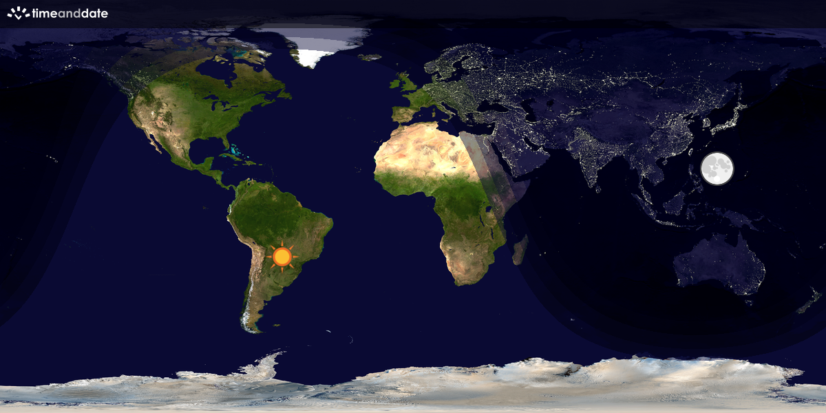 Verdenskart som viser dag og natt 