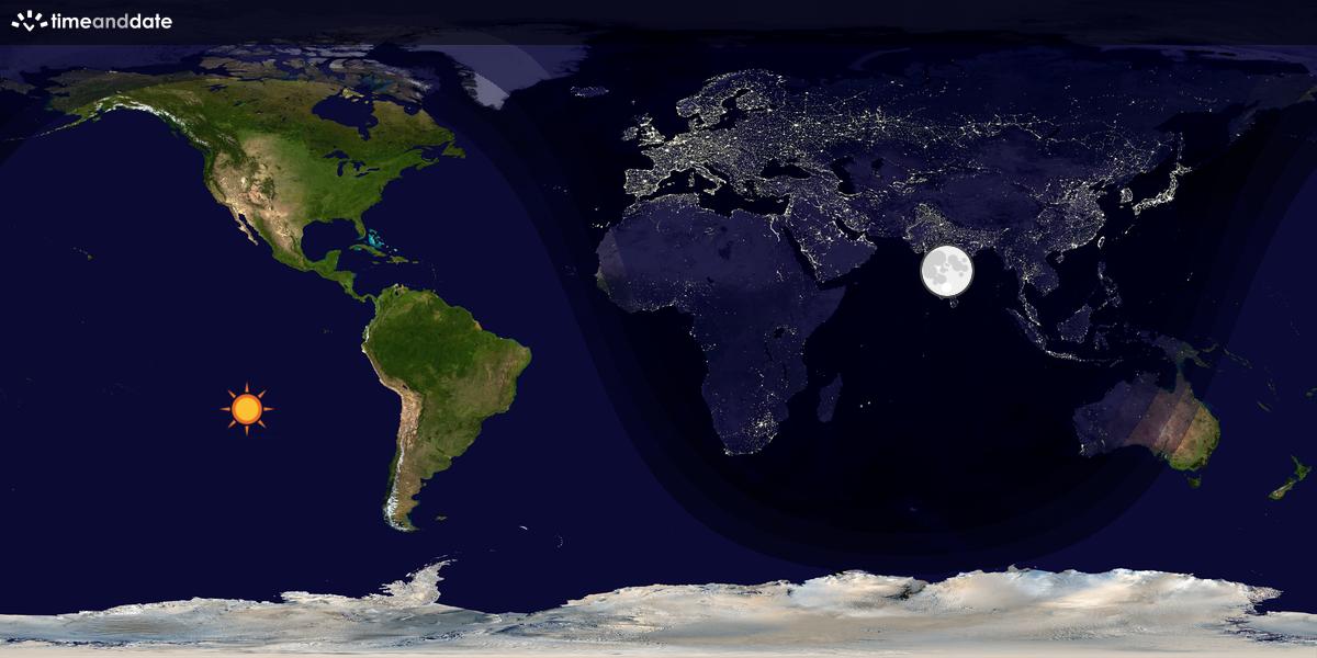 Verdenskart som viser dag og natt 