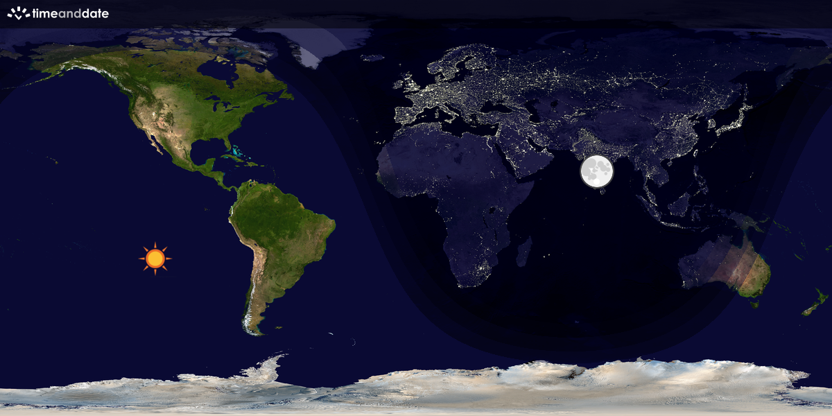 Verdenskart som viser dag og natt 