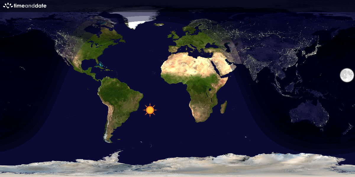 Verdenskart som viser dag og natt 