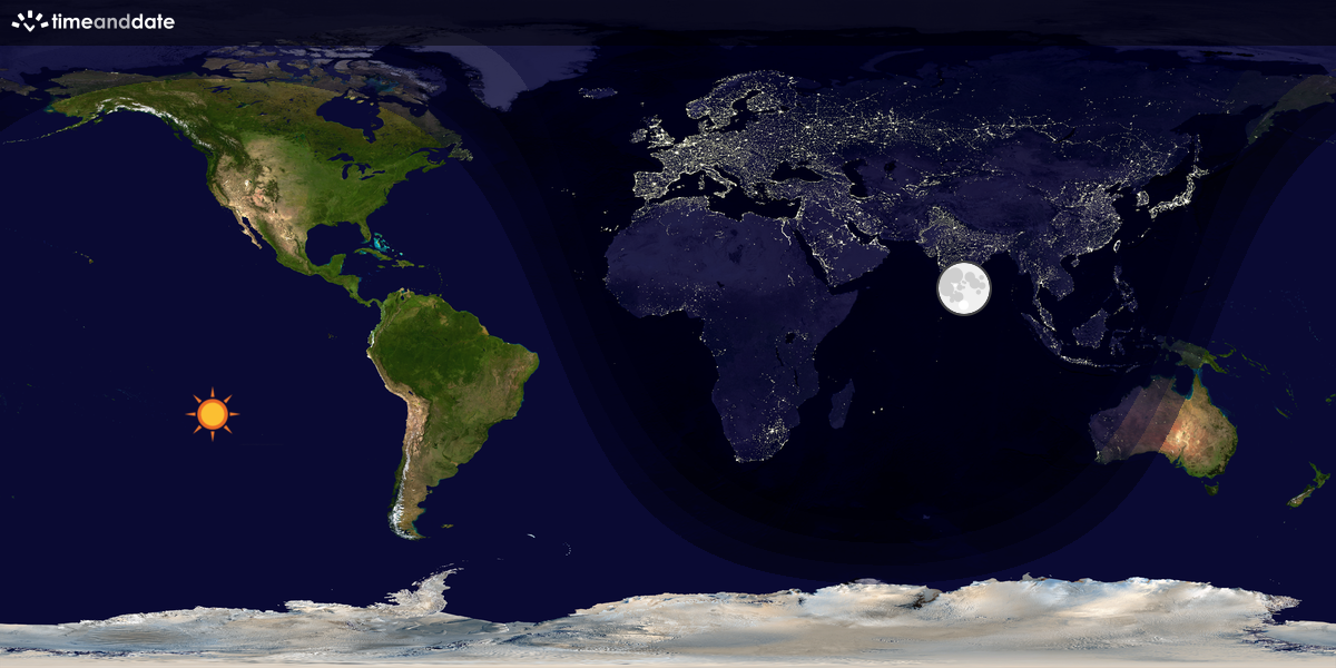 Verdenskart som viser dag og natt 