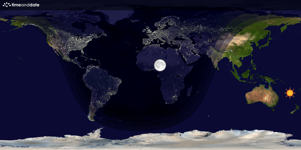 Verdenskart som viser dag og natt 
