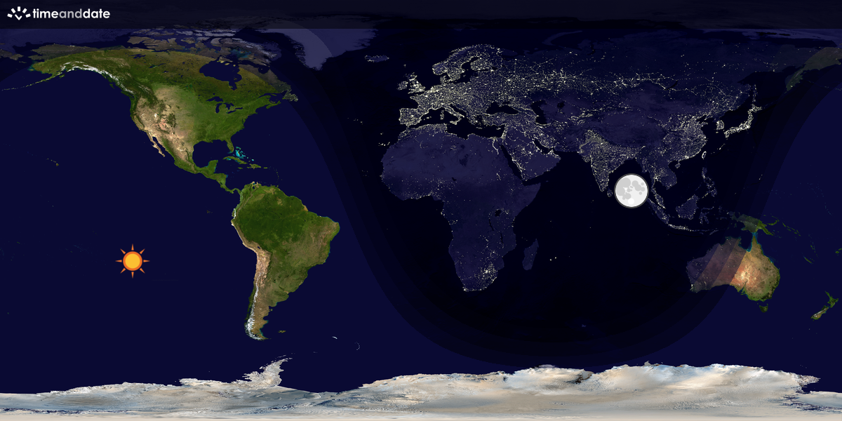 Verdenskart som viser dag og natt 