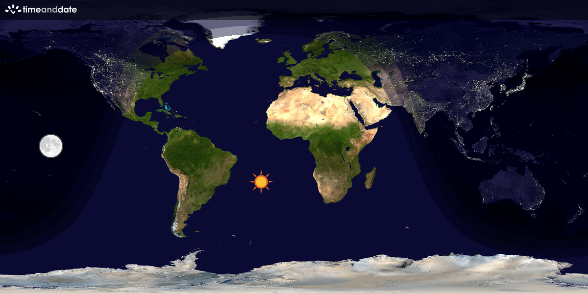 Verdenskart som viser dag og natt 