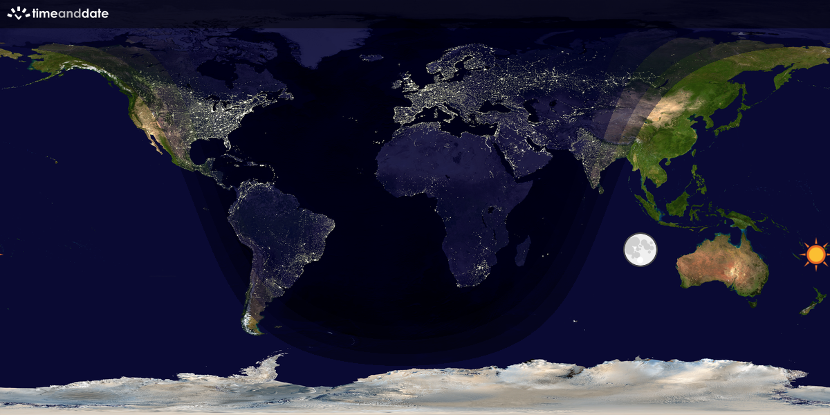 Verdenskart som viser dag og natt 