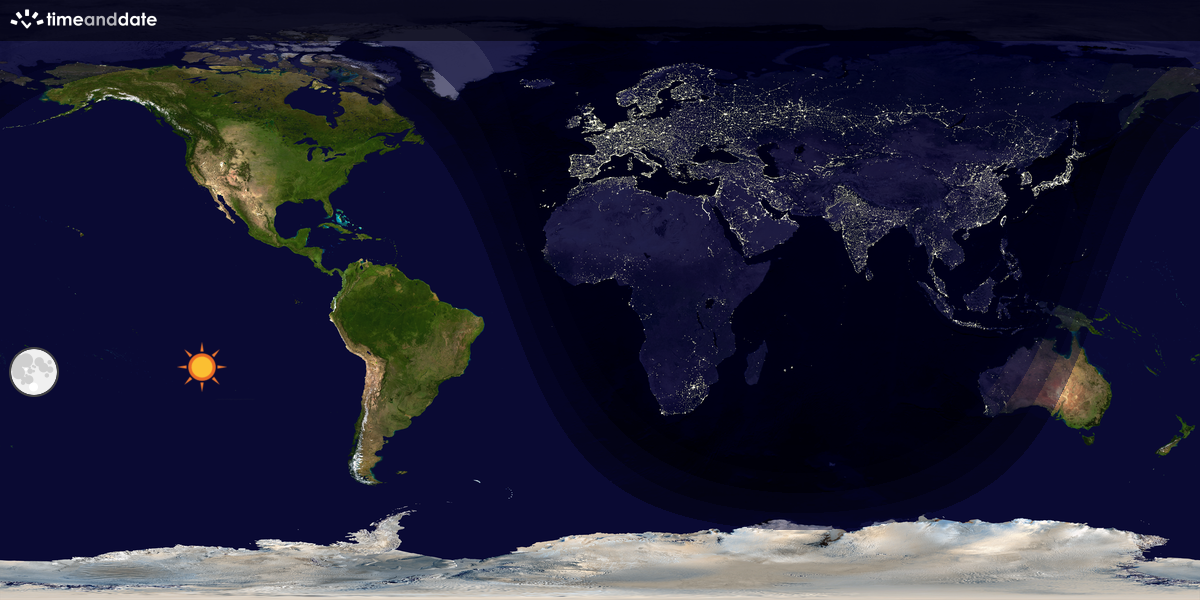 Verdenskart som viser dag og natt 