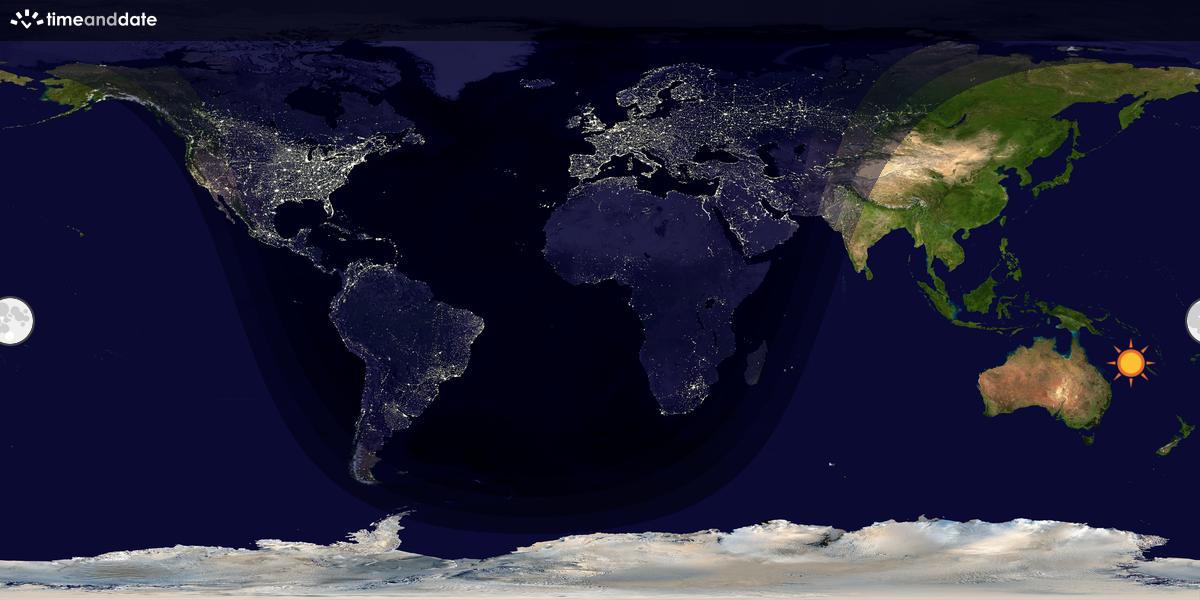 Verdenskart som viser dag og natt 