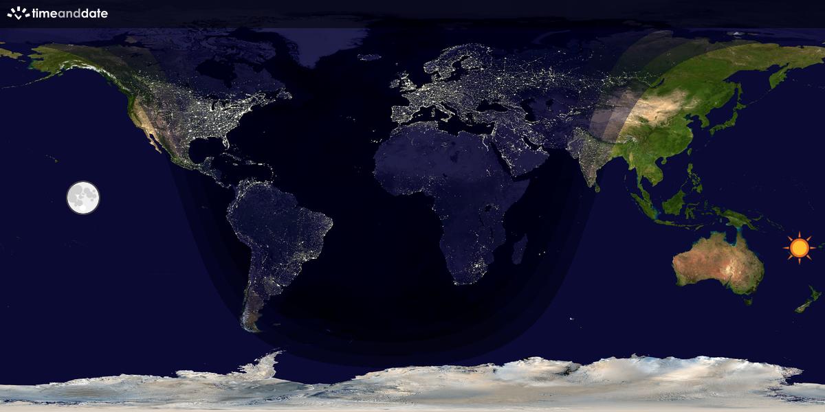 Verdenskart som viser dag og natt 