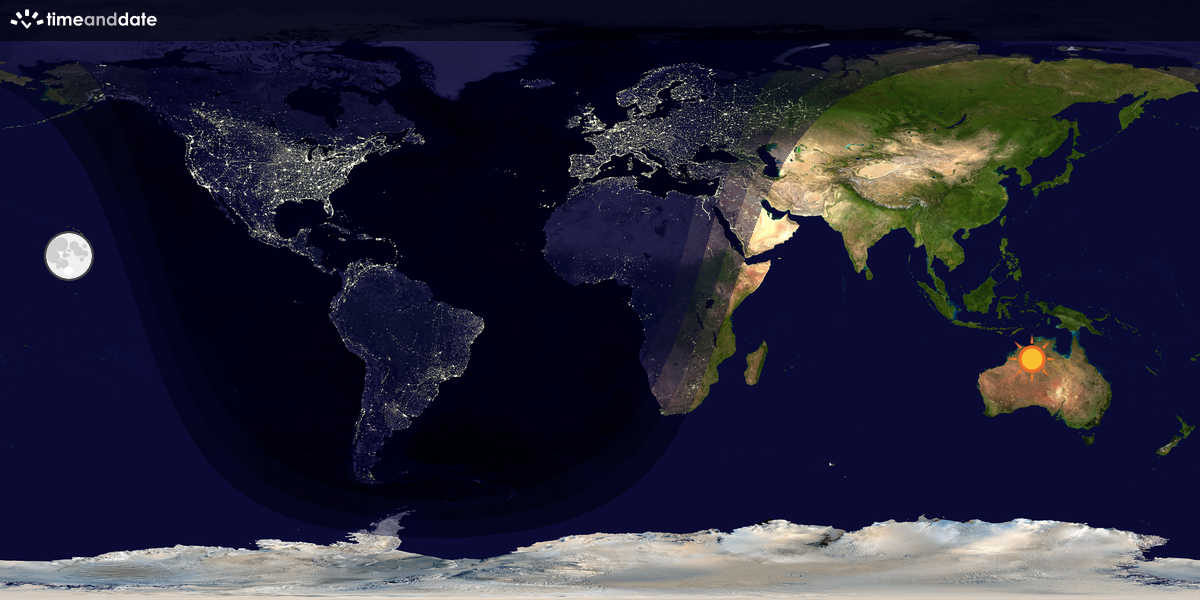 Verdenskart som viser dag og natt 