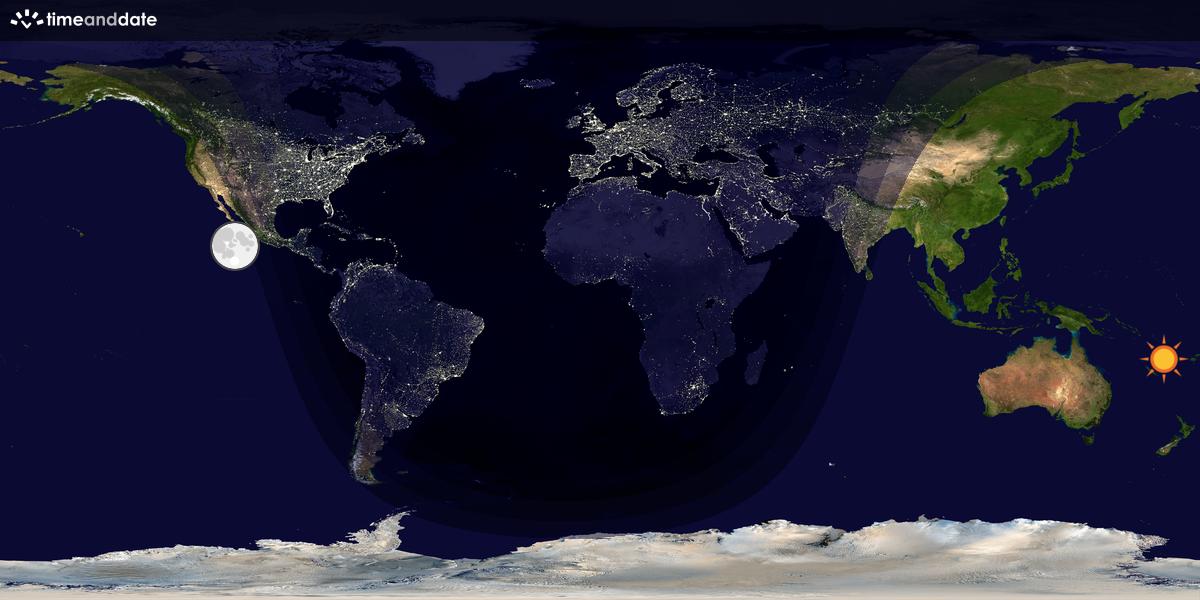Verdenskart som viser dag og natt 