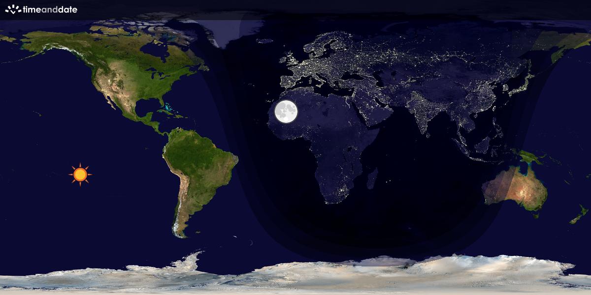 Verdenskart som viser dag og natt 