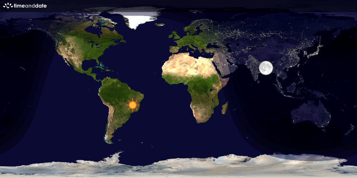 Verdenskart som viser dag og natt 