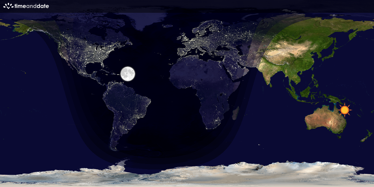 Verdenskart som viser dag og natt 