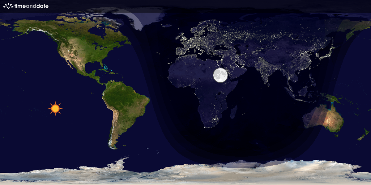 Verdenskart som viser dag og natt 