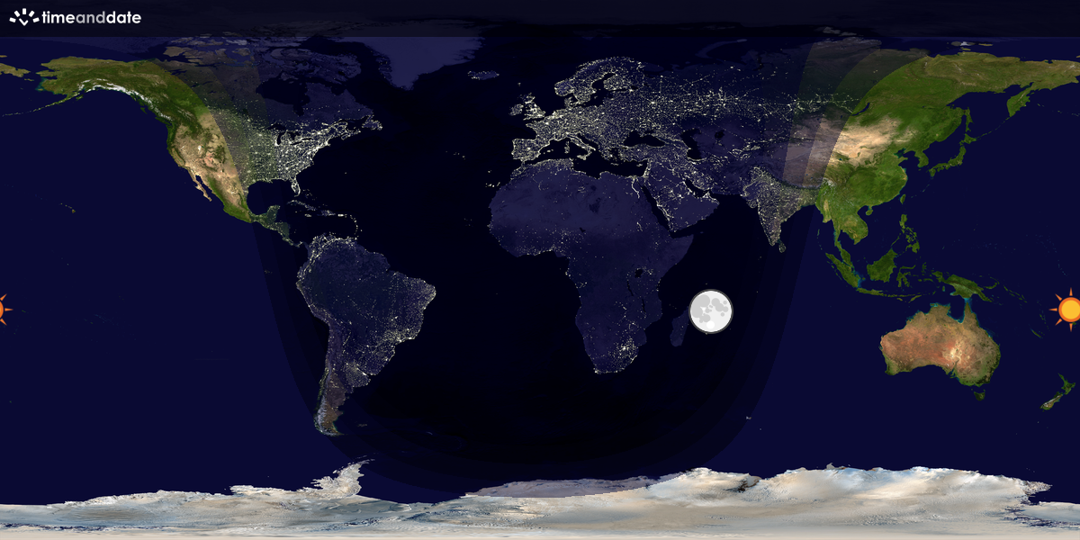 Verdenskart som viser dag og natt 