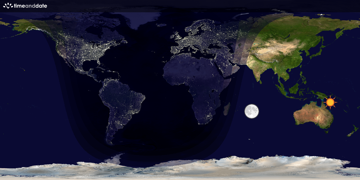 Verdenskart som viser dag og natt 